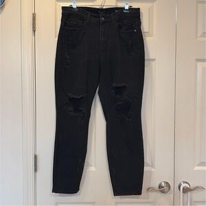 Judy Blue Women’s Boyfriend Fit Black Distressed Jeans Size 14W